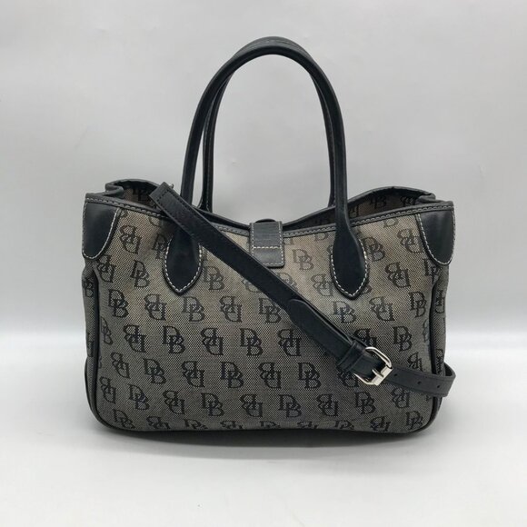 Dooney & Bourke Black Canvas & Leather Convertible Satchel With Wallets - Picture 2 of 11